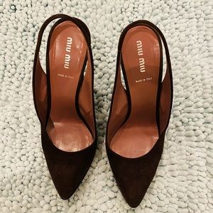 Miu Miu Chocolate Brown Suede Sandals